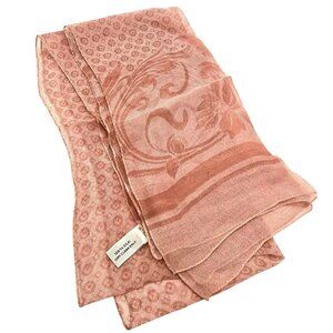 Vintage Nordstrom Italian Silk Scarf With Peach Floral Geometric Pattern jj3788